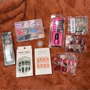 Press On Nail Bundle Lot DIY Nails Glue Dots L.A. Colors Manicure Set